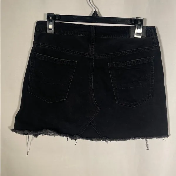 American Eagle Womens Black Hi Rise Festival Mini Denim Distressed Skirt 8 - Image 4