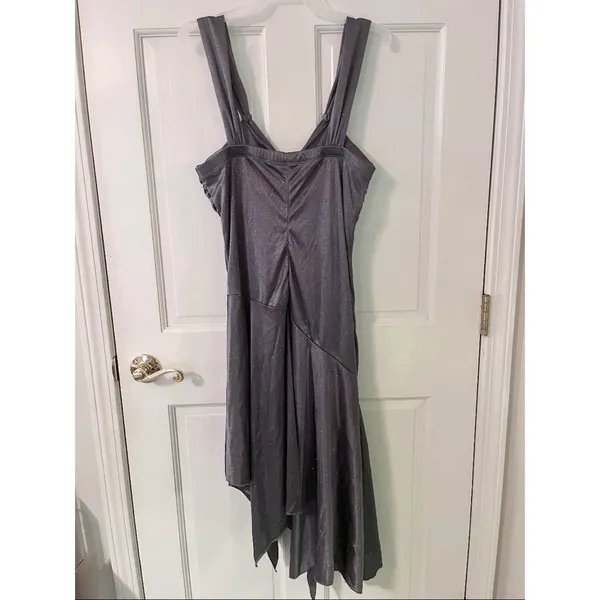 Y2K Vintage Charlotte Russe Grey Sparkle Asymmetrical Evening Dress - Image 2