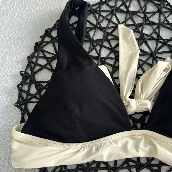 L*SPACE Harley Colorblock Bikini Top, Black/Cream, size Medium, $114 - Image 8