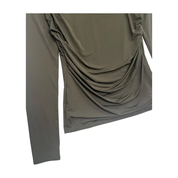 Wilfred Aritzia Top Womens Small Green Ruched Asymmetrical Fitted Modern Sexy - Image 5
