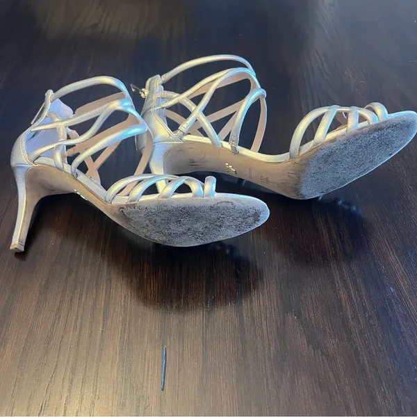 Diane Von Furstenberg Gold Strappy Sandal Heels Size 9 - Image 8