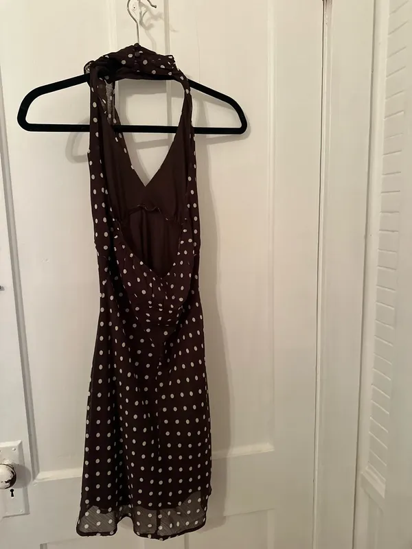 Brown Polka Dot Mini Dress - Image 4