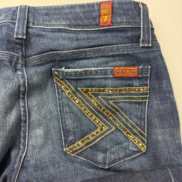 7 For All Mankind Embellished Bootcut Jeans Dark Wash Denim Womens Size 26‎ - Image 5