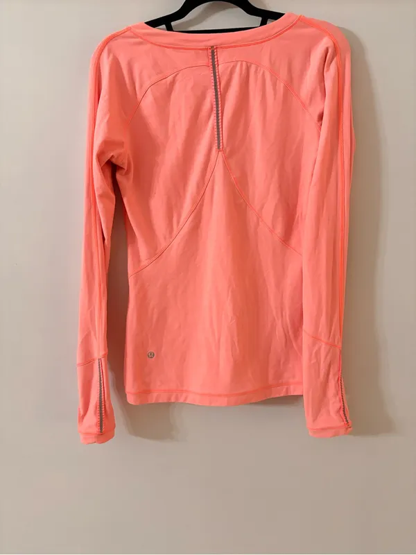lululemon athletica Coral Pink Long-Sleeve Zip V-Neck Pullover - Image 6