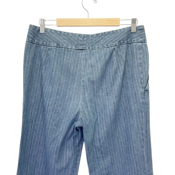 Ralph Lauren Jeans Co Pinstripe Denim Wide Leg Trouser Blue Cotton Size 10 VTG - Image 7
