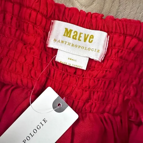 MAEVE x ANTHROPOLOGIE | Strapless Layered Mini Dress Lace Red Orange | Small - Image 6