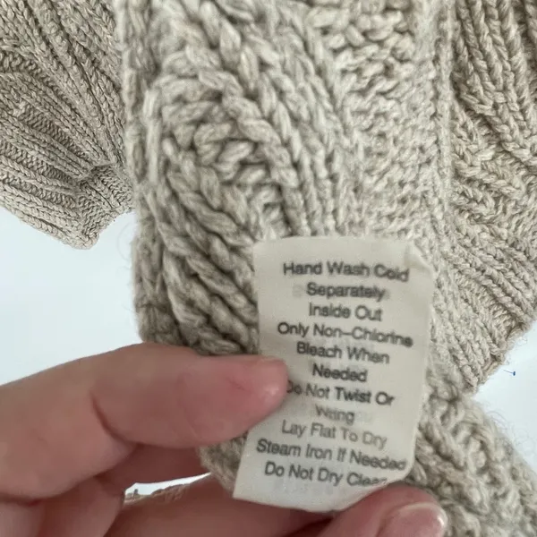 CAbi Artsy Boho Cable Knit‎ Longline Vest Oatmeal Wool Blend Size S - Image 7