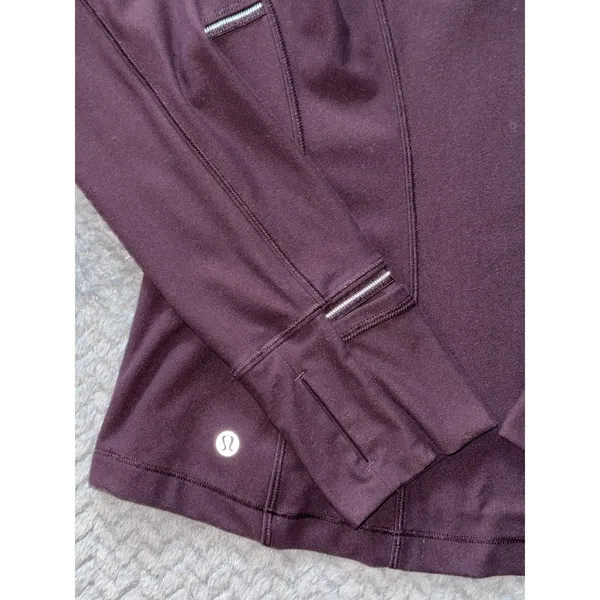 Lululemon Define Athletica Half Zip Pullover Running Top Thumb Holes Purple Sz 6 - Image 4
