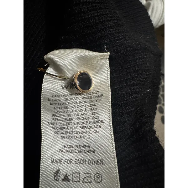 Aritzia Wilfred Black Ribbed Wool Blend Gold Button Front Cardigan Sweater XXS - Image 7