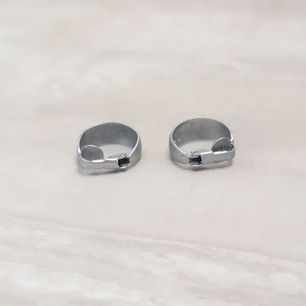 Vintage Clip On Earrings 0.75" Matte Silver Tone Simple Classic Hoops - Image 5