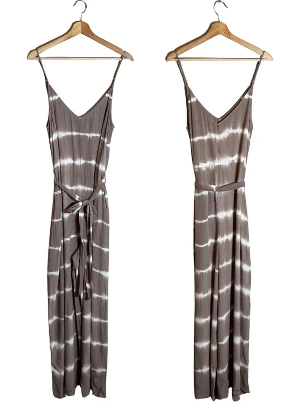 American Eagle Tie Dye Wide Leg Jumpsuit Women's Large Brown Flowy Boho Festival - Image 2