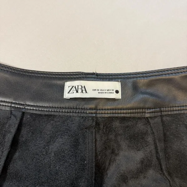 Zara Black Faux Leather 8 Pants Wide Leg High Rise Trousers Patch Pockets Chic - Image 10