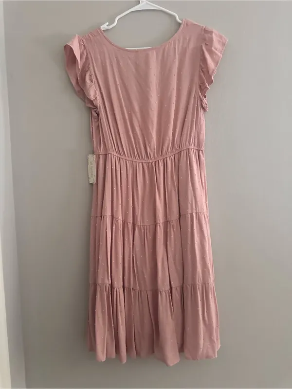 Sweet Wanderer Dress Maternity Flutter Sleeve Tiered Midi Dress - Image 5