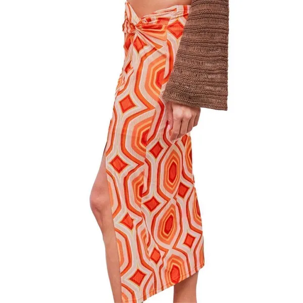 Nordstrom NWT Cider Mid Rise Geometric Twist Split Maxi Skirt Large - Image 8