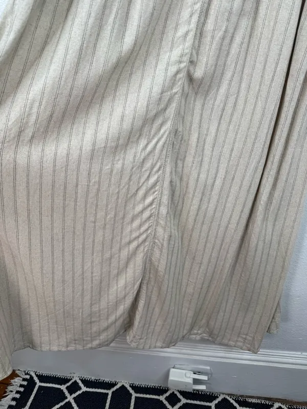Max Studio London Maxi Skirt Size M Beige Pin Striped Elastic Waist with Pockets - Image 4