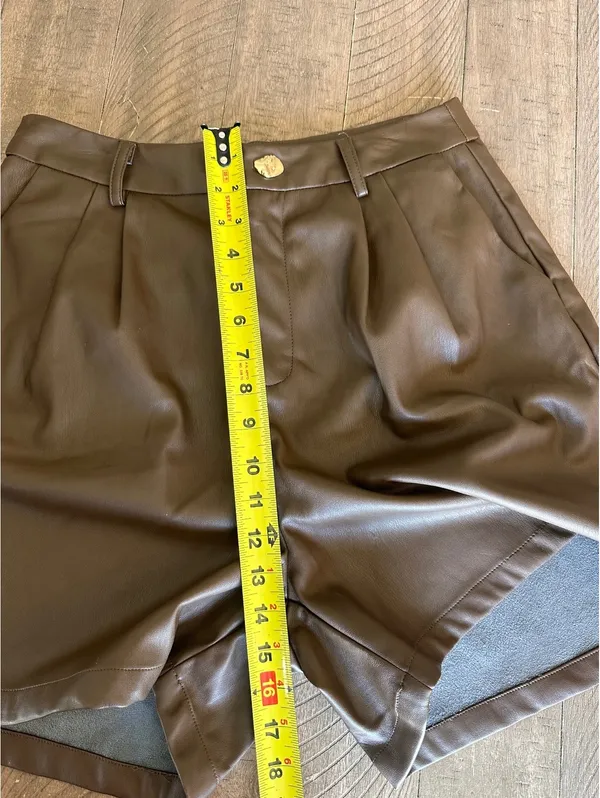 DISSH Faux Leather High Rise Shorts Chocolate Brown Women’s size AU 12 / US 8 - Image 11