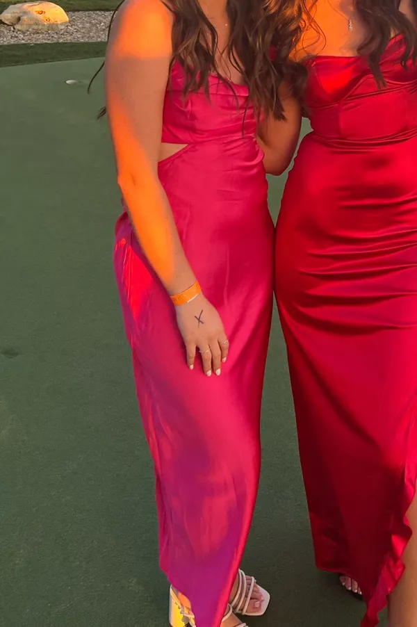 Hello Molly Pink Satin Dress - Image 3