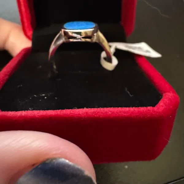 Sterling Silver blue Green synthetic opal ring NWT size 7 - Image 3