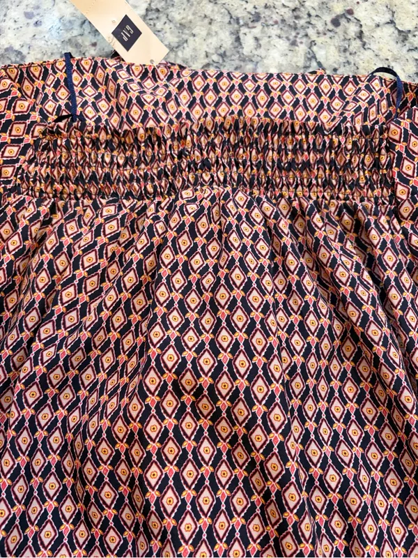 GAP Coral and Navy Strapless Printed Ruffle Dress - Image 7