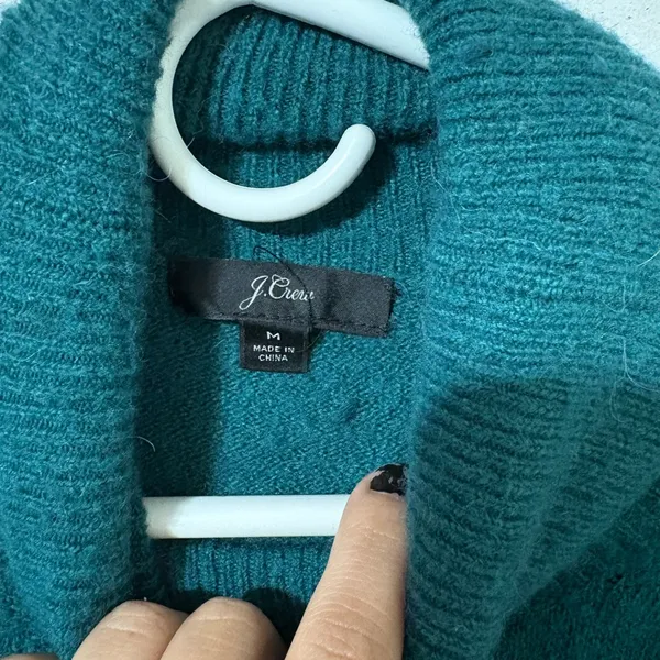 J. Crew Teal Knit Turtleneck Sweater Merino Alpaca Dress - Image 3