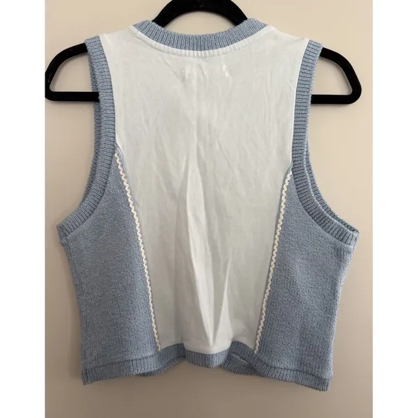Anthropologie Embroidered Sweater Vest Blue Women's Size Small‎ - Image 2