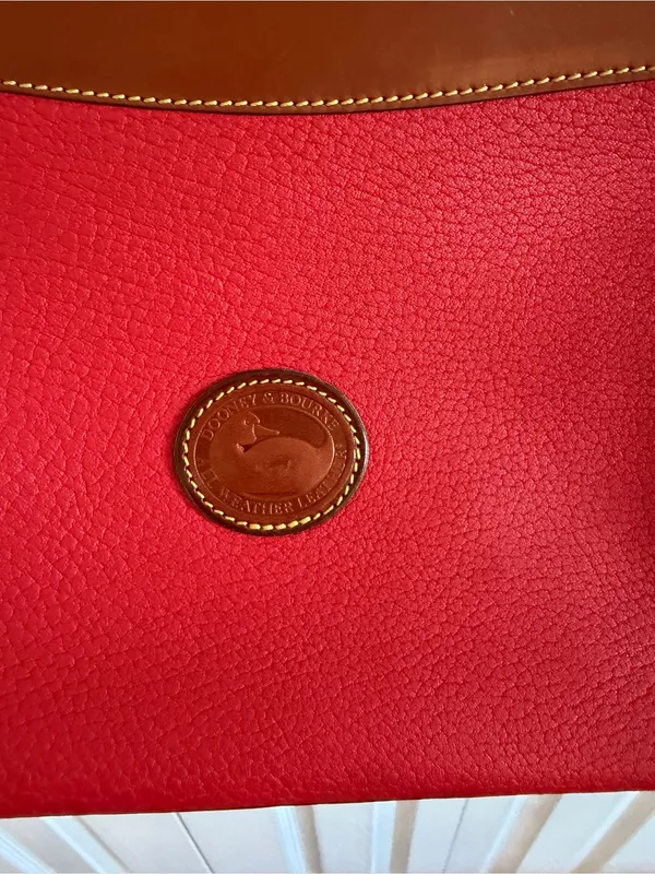Dooney & Bourke Vintage Leather Crossbody Red/Brown - Image 4