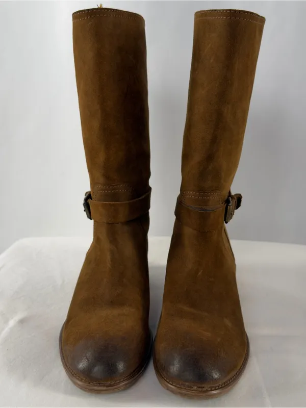 J. Crew‎ Ryder Suede Mid-Calf Buckle Equestrian Riding Boots Size 8.5 Brown - Image 2
