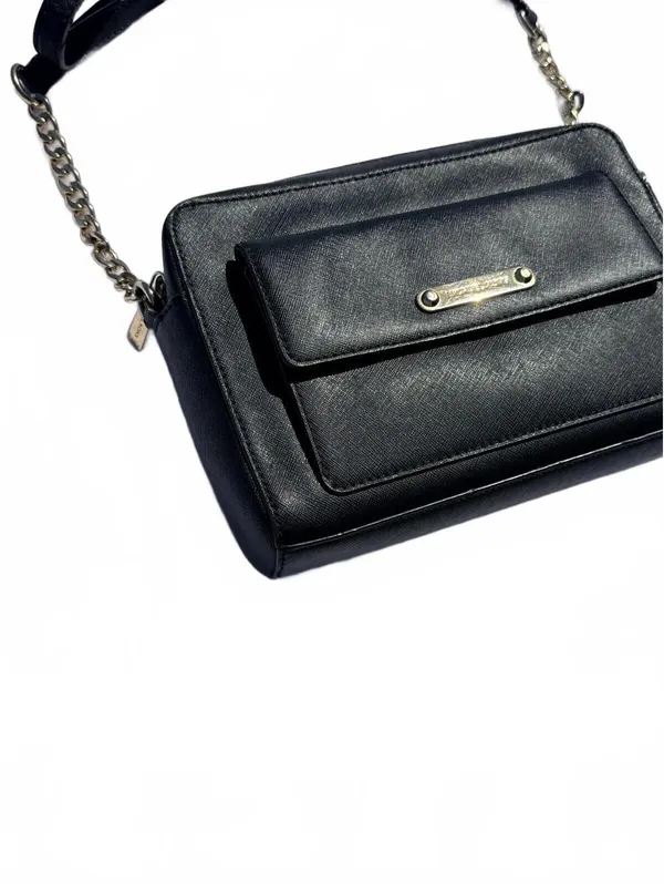 Michael Kors Black Pebbled Leather Crossbody Bag Shoulder Chain Purse Medium MK - Image 6