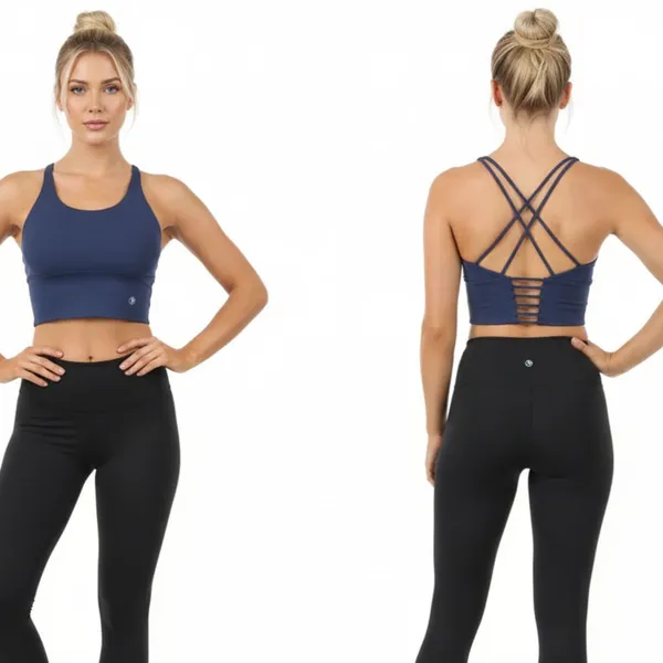 Savvi Gray Athletic Sport Cropped Bra Top NEW M - Image 2