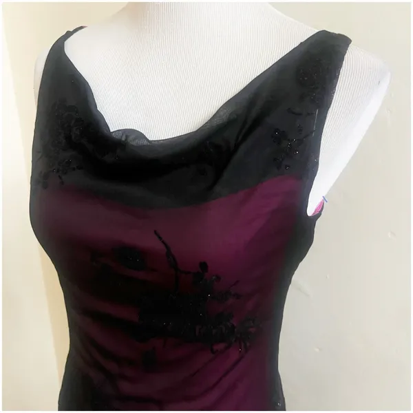 Byer Too Whimsygoth Midi Dress Mesh Black Overlay Pink Underlining Size Small - Image 6