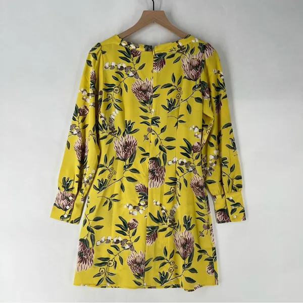 Ann Taylor LOFT Floral Print Boatneck Long Sleeve‎ Shift Dress Size 4 - Image 9
