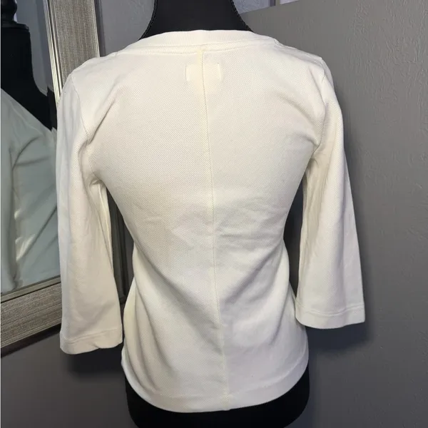 Maeve x Anthropologie White Zip Front Scoop Neck Top Size Medium. - Image 4