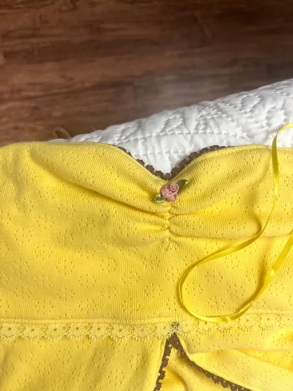 Kimchi Blue Yellow Crop Top Eyelet - Image 4