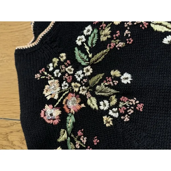 Tiara International‎ Cardigan Sweater Sz L Embroidered Button Floral Sequin 2002 - Image 8