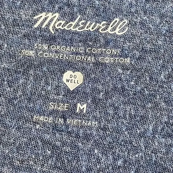 Madewell Heather Blue Cotton V-Neck Short Sleeves Essential Women’s SZ M #1489 - Image 13
