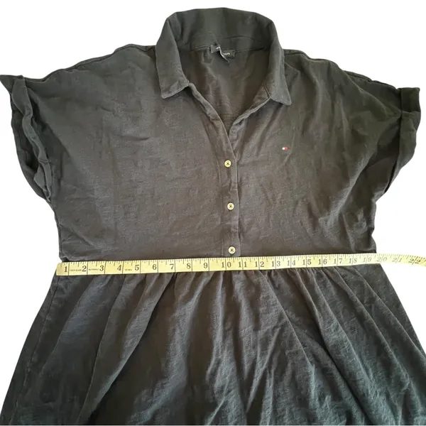 Tommy Hilfiger Navy Blue Polo Dress Large Cotton Babydoll Short Sleeve - Image 5