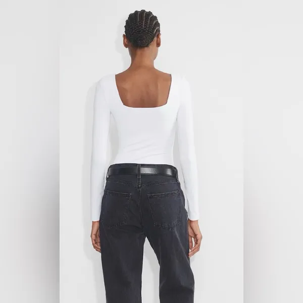 Aritzia Babaton Contour Squareneck Long Sleeve Bodysuit - White - Image 2