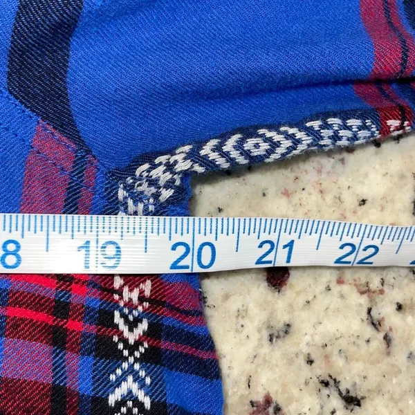 BDG Womens Flannel Long Sleeve Button Down Shirt Blue‎ Red Size Medium - Image 7