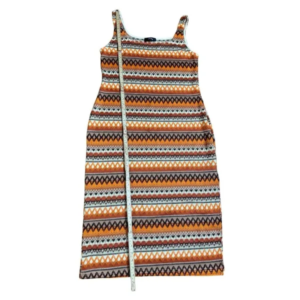 Cider Womens Bright Orange Multicolor Sweater‎ Bodycon Midi Dress Sz 1X - Image 6