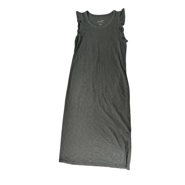 Universal Thread Gray Cotton Maxi Dress Small Ruffle Sleeves Side Slit Casual - Image 4