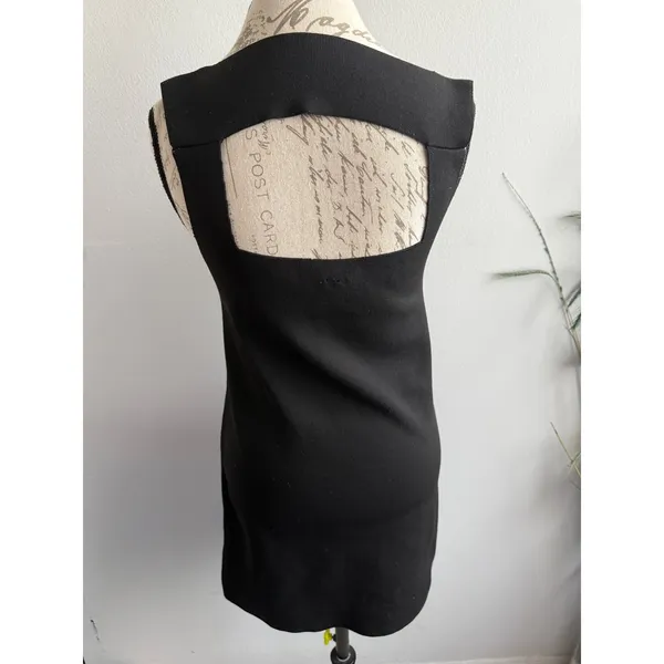Free People Mini‎ Dress Black Sleeveless Square Neck Back Cut Out Party Cocktail - Image 2