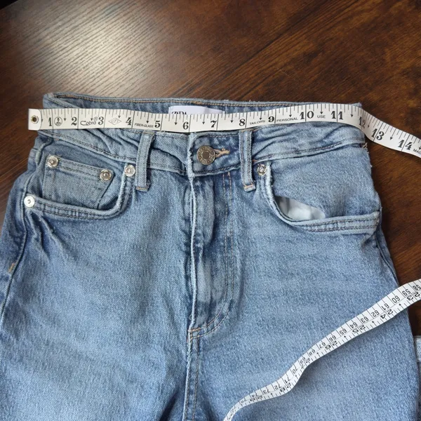 Zara Light Wash Blue Denim Jeans Straight Leg High Waist Size 0 - Image 7