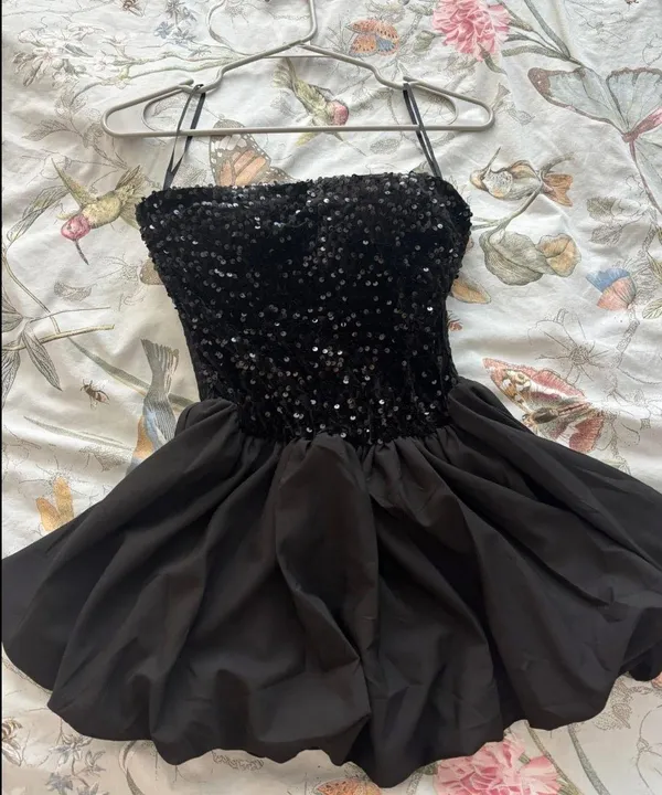 Sequined Mini Dress Black Size M - Image 3