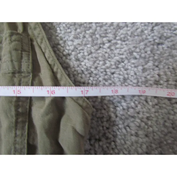 Free People Utility Vest Small Olive Green Linen Blend Tie Front Cropped Boho - Image 3