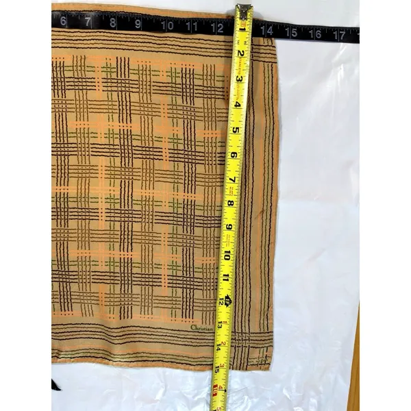 Vintage Christian Dior Silk Scarf 15” Square Geometric Brown Orange Made France - Image 5