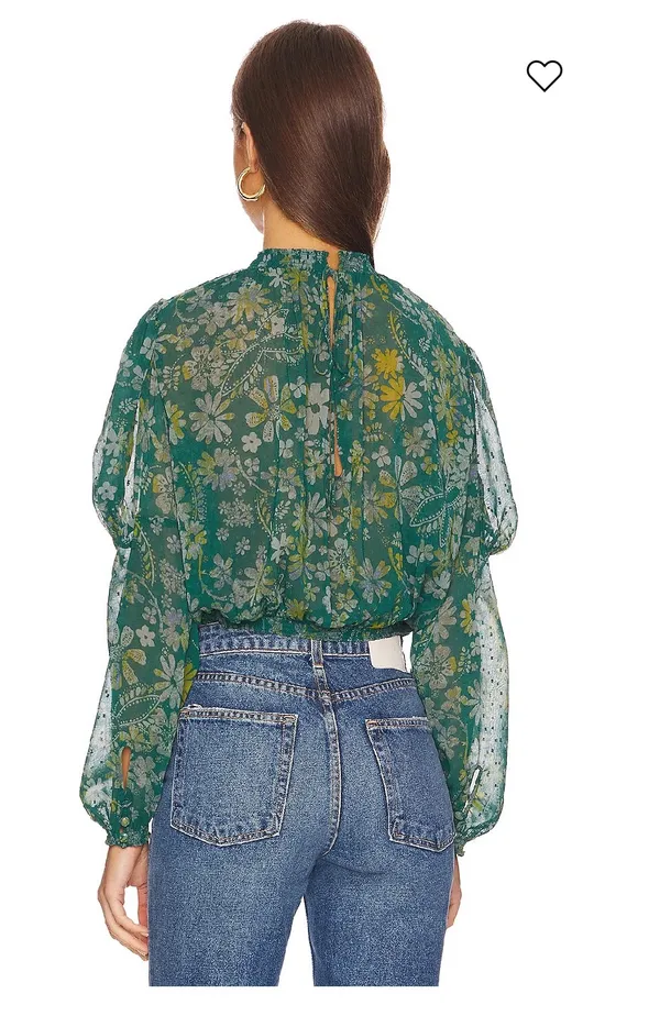 Free People Clarissa Printed Top in Sea Combo Sz L - Image 2