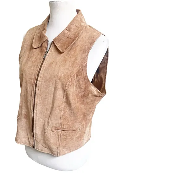 Hunt Club Vintage Women’s Suede 100% Leather Vest Tan Western Size 16 - Image 3