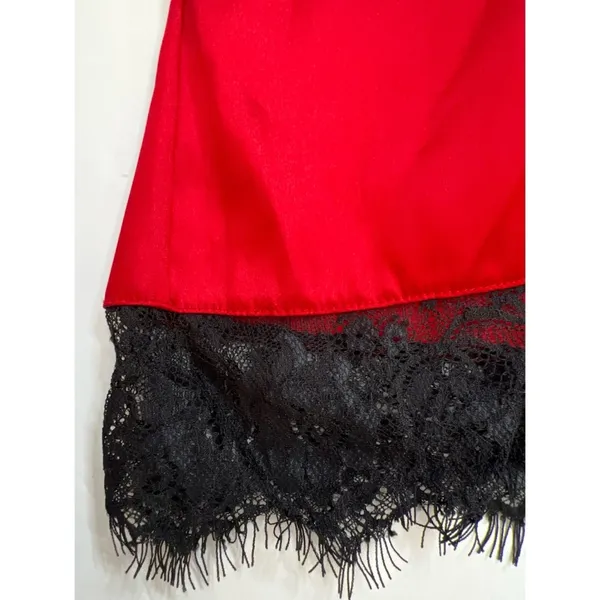 sophie b. Cherry Red/Black Satin Lace Intimates Corset Top Sz M Women - Image 2