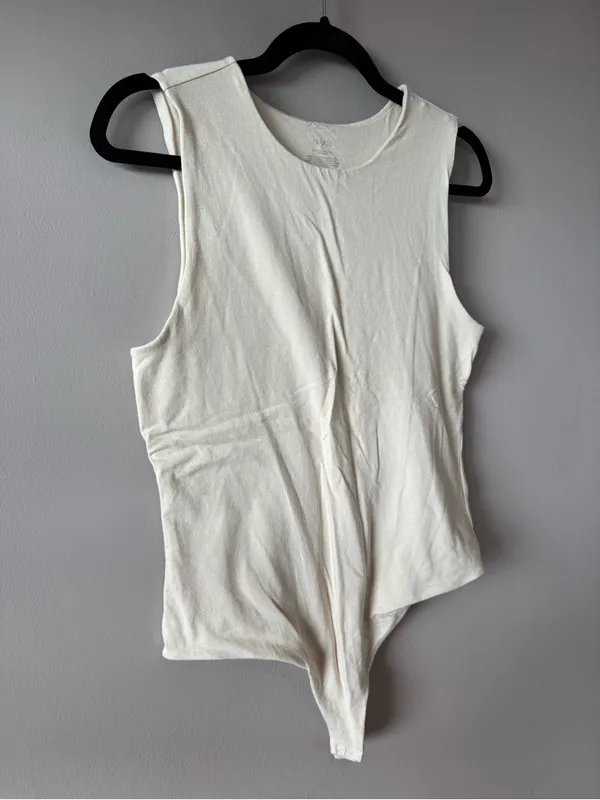 Nuuds Nude High Neck Cotton Modal Spandex Blend Thong Bodysuit Size Large - Image 5