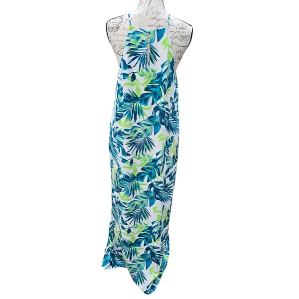 Gilli 15G Women's‎ White Tropical Leaf Print Halter Neck Maxi Dress - Size M - Image 6